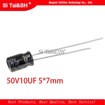 50PCS Higt calidad 50V10UF 5*7 mm de 10UF 50V 5*7 condensador Electrolítico