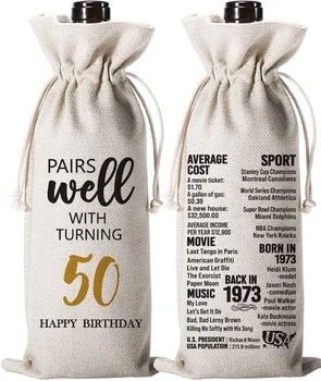 Henghere 50 Cumpleaños Regalo para las Mujeres de los Hombres, Cumpleaños de Vino de Regalo de Bolsa, a los 50 Años de la Fiesta de Cumpleaños Decoración