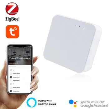 Tuya Zigbee Puerta de enlace de Puente Hub Smart Home Control Remoto de Dispositivos Zigbee a Través de la Vida Inteligente de la APLICACIÓN Compatible con Alexa
