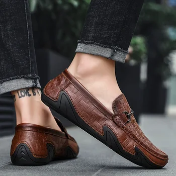 De alta Calidad de los Hombres Casual Zapatos de Moda de Cuero Genuino para Hombre Mocasines Zapatos Mocasines Slip de hombre, Pisos Formal Masculina Zapatos de Conducción
