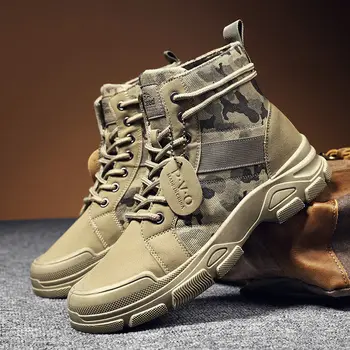 Plataforma Desierto Botas Militares de los Hombres Cómodo Antideslizante Botas de Trabajo de Camuflaje Hombre Zapatos de Zapatillas de deporte al aire libre de los Hombres de Invierno de Zapatos botas
