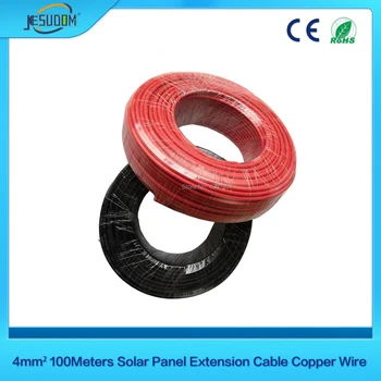 10 AWG 100 metros Panel Solar de Extensión de Cable de Cobre Cable de 6mm2 Negro o Rojo Solar PV Cable
