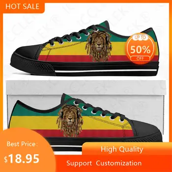 Reggae Rastafari Rasta Rastafari León De Judá Bajo Top Sneakers Mens Womens Adolescente De La Lona De La Zapatilla De Deporte Casual Zapatos Zapatos Personalizados