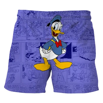 Disney de los hombres pantalones cortos de playa Pato Donald verano nuevos cortometrajes de dibujos animados de moda casual pantalones sueltos transpirable playa pantalones