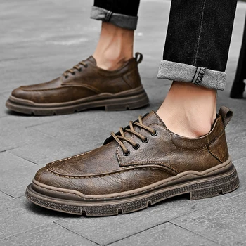 2023 Nuevos Zapatos de Cuero de los Hombres de Verano Transpirable Casual Hombres Zapatos de los Hombres de Negocios Británico Vestido Entrevista de Trabajo Zapatos de Lujo de Zapatos