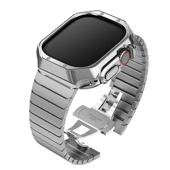 Para el Apple Watch Ultra Banda de 40 mm 41 mm 44 mm 45 mm 49 mm de Acero Inoxidable Correa Suave de Tpu para el Iwatch de la Serie 8 Ultra 7 Se 6 5 4 3