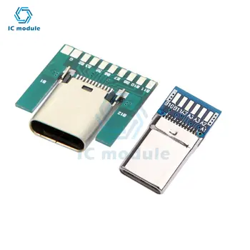 TIPO C USB 3.1 24 Pines conector Macho de Soldadura Adaptador de Conector de Tipo C, la Carga de Tapones DMaleFemale Socketata de Accesorios para Cables de Reparación