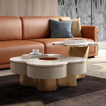 El estilo italiano de la luz extravagante rockboard mesa de café villa sala de estar de la ronda de té mini un diseño simple y moderno estilo