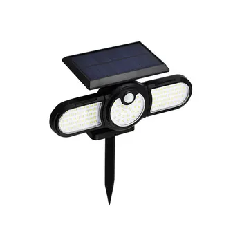 Solar del LED Luces con sensor de Movimiento PIR Sensor de Estaca de la Lámpara con 3 Ajustable para la Cabeza para Jardín en el Patio Patio Patio trasero