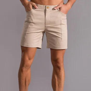 La moda de los Fondos de 2023 pantalones Cortos de color Caqui Hombres Bermudas Streetwear Longitud de la Rodilla Casual el Novio de la boda de Pantalones Cortos Pantalones de Trabajo Summe