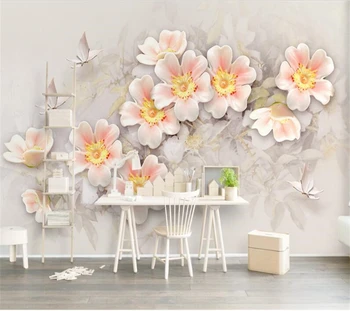 wellyu Personalizado mural de flores hermosas mariposas pastoral estéreo en 3d de la TV de fondo de la sala de estar del dormitorio de fondo fondo de pantalla