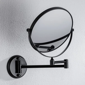 Cuarto De Baño Plegable De Pared Espejo De Aumento, Espejo De Maquillaje Completo De Cobre Telescópica De Baño Negro Espejo De Belleza