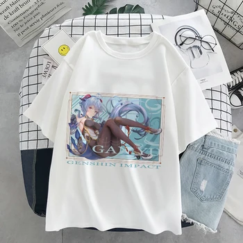 Las Mujeres de la moda T-shirt Genshin Impacto Kawaii Anime Gráfico camisetas de Manga Corta Mujeres Harajuku 2023 Verano y2k Ropa Tapas