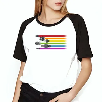 Mujeres Camiseta arco iris de la Flota de la Nave Firefly, Serenity Battlestar Galactica Orgullo LGBT Impresionante Ilustración Impresa de Béisbol Camiseta