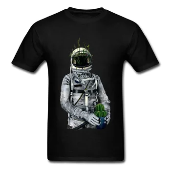 Cactus T-shirt Hombres Astronauta Camiseta 3D Camiseta Geek Tops Negro Camisetas de Verano de Algodón de la Ropa Nueva que Viene de Manga Corta Mayorista