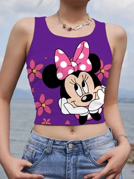 Y2k Disney Ropa Mujer sin mangas sin Mangas de la Yoga de la Aptitud de los Cultivos Tops para las Mujeres de la Moda de Minnie Mouse Corsé de Mickey de las Mujeres T-shirt