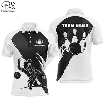 Personalizada en 3D bowling camisas de polo para los hombres de encargo negro blanco equipo de bolos jerseys para los hombres 3D Camisetas Impresas Camisetas