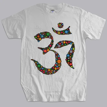 Nueva moda t-shirt de algodón camisetas Florales Símbolo del Om Hombres T-Shirt - Hindú de Yoga de la Meditación Aum camiseta de Algodón de Envío de la Gota