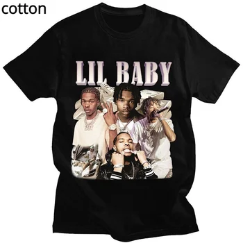 Hip Hop Rapero Lil Bebé Camisetas de Algodón de Carácter Regular Alta de la Calle 18 24 Camisetas Camiseta Recomendar