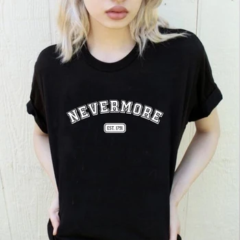 Nevermore Est 1791 T-shirt Nevermore Academia de la Camisa de miércoles Addams Tees Familia Addams Show de Tv Camisetas Cool miércoles Fans Tops