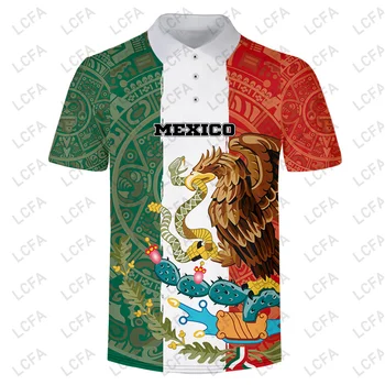 Los hombres de la Camisa de POLO Personalizado Bandera de México Escudo De Brazo Impreso en 3D Mens Camisa de Polo de Verano de Manga Corta Camisa de gran tamaño de la Moda