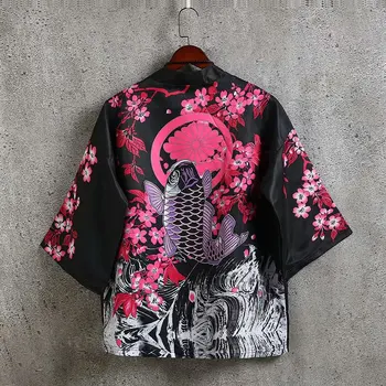 Kimono Retro Para Hombre Japonés De La Mitad De La Manga De La Camisa Masculina Yukata Use Ropa Fina Blusa Top Traje Traje De Verano De Nueva Loungewear Albornoz
