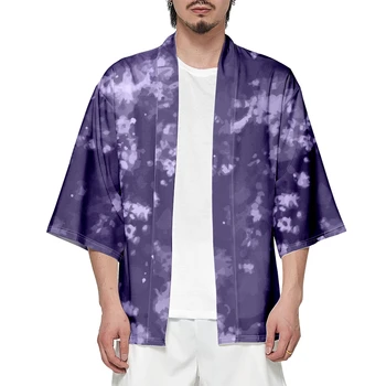 2023 Japonés Kimono de Hombres Y Mujeres Harajuku Kimono Tradicional Impresión del Tinte del Lazo de la Playa de la Camisa de Verano Albornoces 2