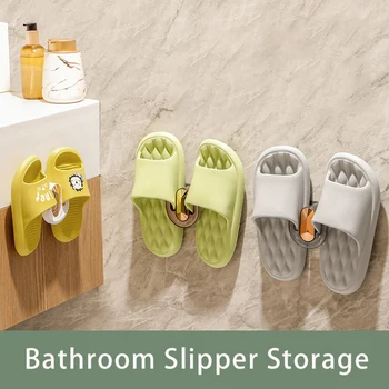 Cuarto de baño no perforada zapatilla estante baño estante del zapato de almacenamiento de pared colgando de las perchas de alambre de almacenamiento en rack