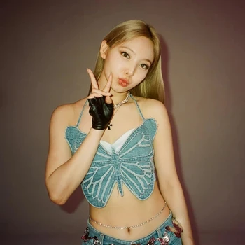 La moda de K-pop Traje de las Mujeres del Dril de algodón de la Mariposa Chaleco Festival de Música de Ropa Rave Desgaste Womrn Ropa Traje de la Etapa Azul Traje de Bailarina