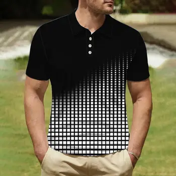 2023 Verano de Polo Para los Hombres de la Camisa de Nuevo 3d banda Impresa de la Solapa de la Camisa de Polo de Moda Casual T-Shirt de la Calle Hombres Senior Ropa