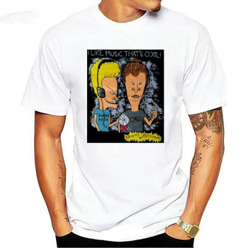 90 Vintage Beavis y Butthead Elegante Camiseta de Hombre de Manga Corta Tops Único de la Camiseta O-Cuello de Camisetas Swag Chicos de la Calle