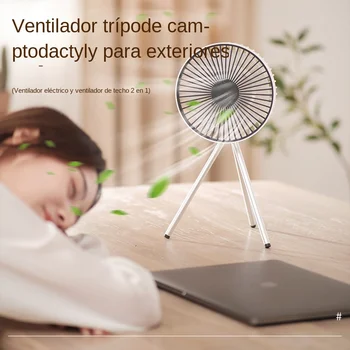Luz Led Trípode Soporte de Escritorio Ventilador Portátil de Camping Ventilador Recargable Multifuncional Mini Ventilador USB para Acampar al aire libre y Ventilador de Techo,