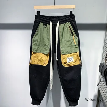 Costura de la Moda de Harlan Pantalones de los Hombres Pantalones de Chándal de Corea Casual Male Harajuku Pantalones Holgados Marea Marca de Ropa para hombre