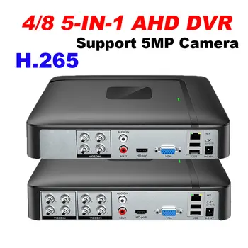4CH 8CH de 5MP 5 en 1 DVR Grabador de Vídeo para cámara de 5MP AHD TVI CVI Analógico HD de la Cámara IP del P2P NVR Sistema de CCTV Mini DVR H. 265