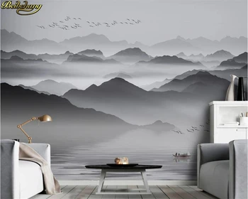 beibehang 3d papel pintado mural nuevo chino de estilo abstracto en blanco y negro humor papel de parede de pared papeles de decoración del hogar de la pared de papel
