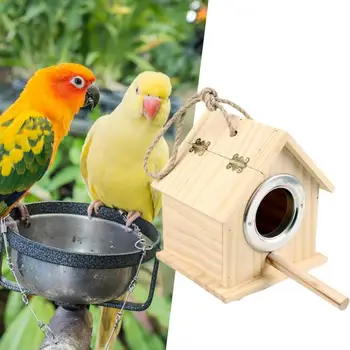Atractivo de las Aves de la Casa de Lisa Superficie resistente al Desgaste Natural de la Madera de Aves de la Casa de usos Múltiples de Aves Nido Decoración del Jardín