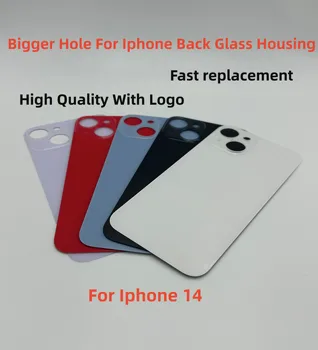 Para el iPhone 14 de la Espalda Cubierta de Vidrio del Panel de Piezas de Repuesto de Alta Calidad Con el logotipo de la Vivienda de la Batería Tapa de Agujero Grande de Vidrio Trasero