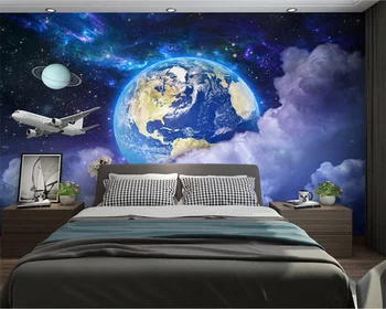 beibehang Personalizado Astronauta Dormitorio Planeta Moderno papier peint Moda Salón de Pintura Decorativa de Fondo fondo de pantalla