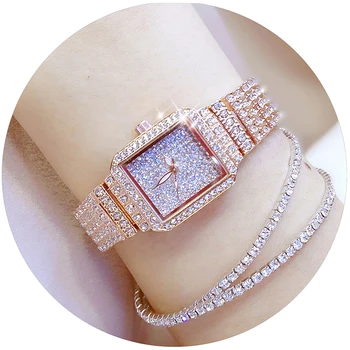 Las Mujeres De La Marca De Relojes Romántico Diamante Pequeño Dial De Oro De Plata Cuadrados De Acero Inoxidable De Las Señoras De Los Relojes De Pulsera Impermeable Reloj De Lujo