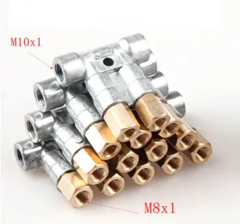 2/3/4/5/6 Manera de Aluminio En M10x1 Fuera M8x1 Aceite de Lubricación del Pistón Distribuidor de Valor múltiple de Bloque para sistema de lubricación centralizada