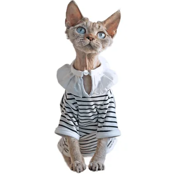 Gato sin pelo Vestir Disfraz de Gato Sphynx de Algodón T-shirt Tramo de la Primavera Verano de Abby Gatito Ropa Devon Rex Conis Ropa