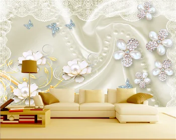 Fondo de pantalla personalizado Europeo de la moda de la joyería de la flor 3d en tres dimensiones de lujo salón fondo de la pared decoración del hogar mural