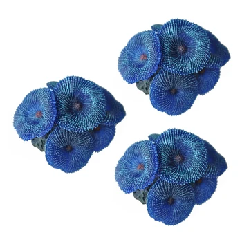 3X Acuario Plantas Artificiales de Coral Azul
