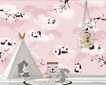 WELLYU Personalizado moderno, hermoso y sedoso estéreo fondo de pantalla Panda de fondo de papel de parede papel de la pared decoración del hogar papier peint3D