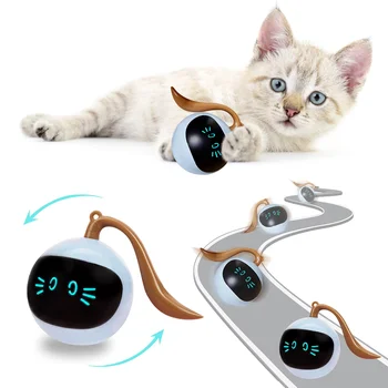 Interactiva Smart Gatos de Juguete de Entretenimiento Juguete USB Eléctrica Saltar Auto Bola Giratoria de Juguetes para Mascotas de Interior Gatito Juguete Gato Accesorios
