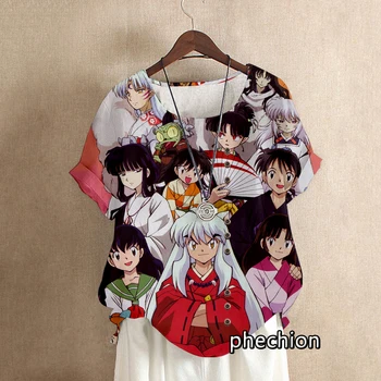 phechion las Mujeres de la Moda de Anime Inuyasha Impreso en 3D Tops de Verano Casual O-Cuello Tops Suelta de Manga Corta camiseta de las Señoras Blusas H05