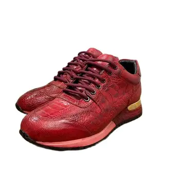 BATMO 2023 de la nueva llegada de la Moda de piel de avestruz causal zapatos de los hombres,hombres de cuero Genuino zapatillas de deporte PDD163