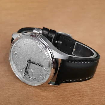 El Negocio de la moda Reloj de los Hombres 3ATM Impermeable Mecánico Automático Relojes de los Hombres de Cuero Clásico Transparente 42MM reloj de Pulsera