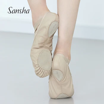 Sansha Adulto Ballet Zapatos de Cuero de Vaca de Profesionales de la Danza Zapatillas Para Mujeres, Hombres, Niñas Hembra Rojo Gris NO.88LCO