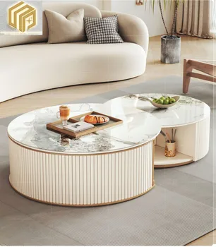El estilo italiano luz de lujo, mesa de té, casa grande, de tipo de placa de roca de té mesa, mueble de TELEVISIÓN combinación, el diseñador de la idea de té ficha